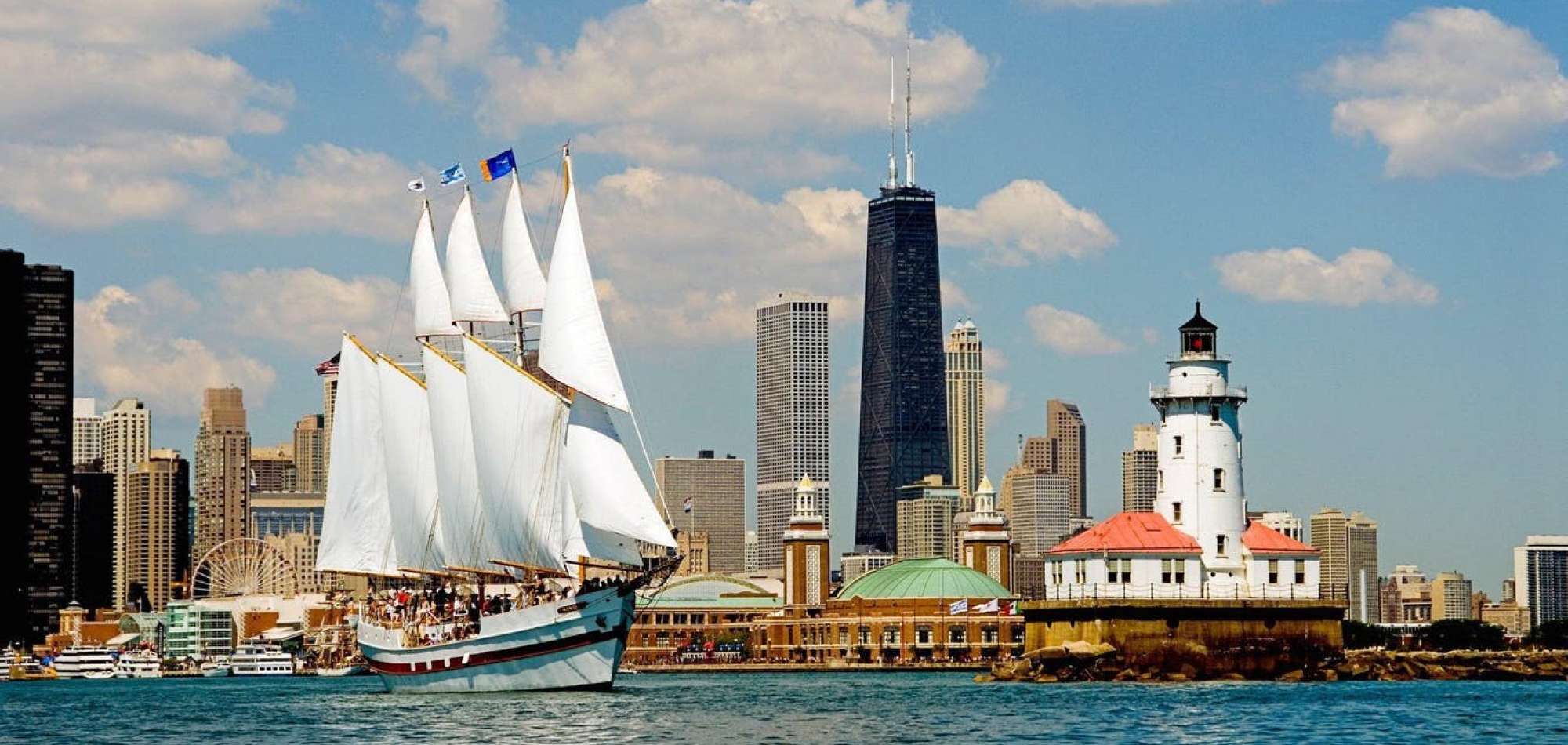 Tall Ship Windy Chicago Skyline Sail